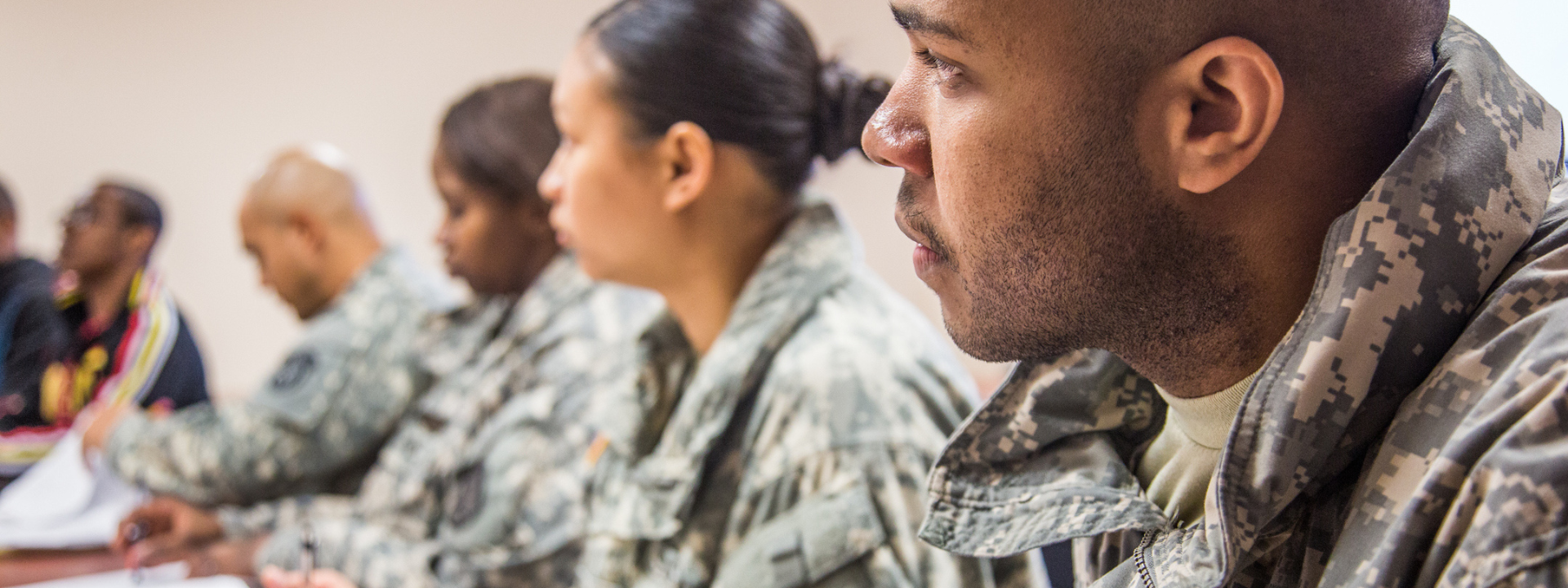 Soldiers stationed at Fort Wainwright have access to college classes through the Education Center on base. UAF Photo by Todd Paris, 2014.
