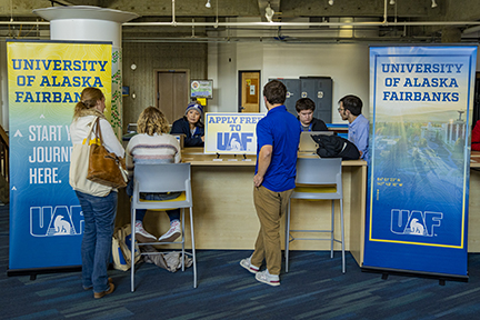 Prospective UAF students tour West Ridge and Lower Campus as part of the 2023 Campus Preview Day.