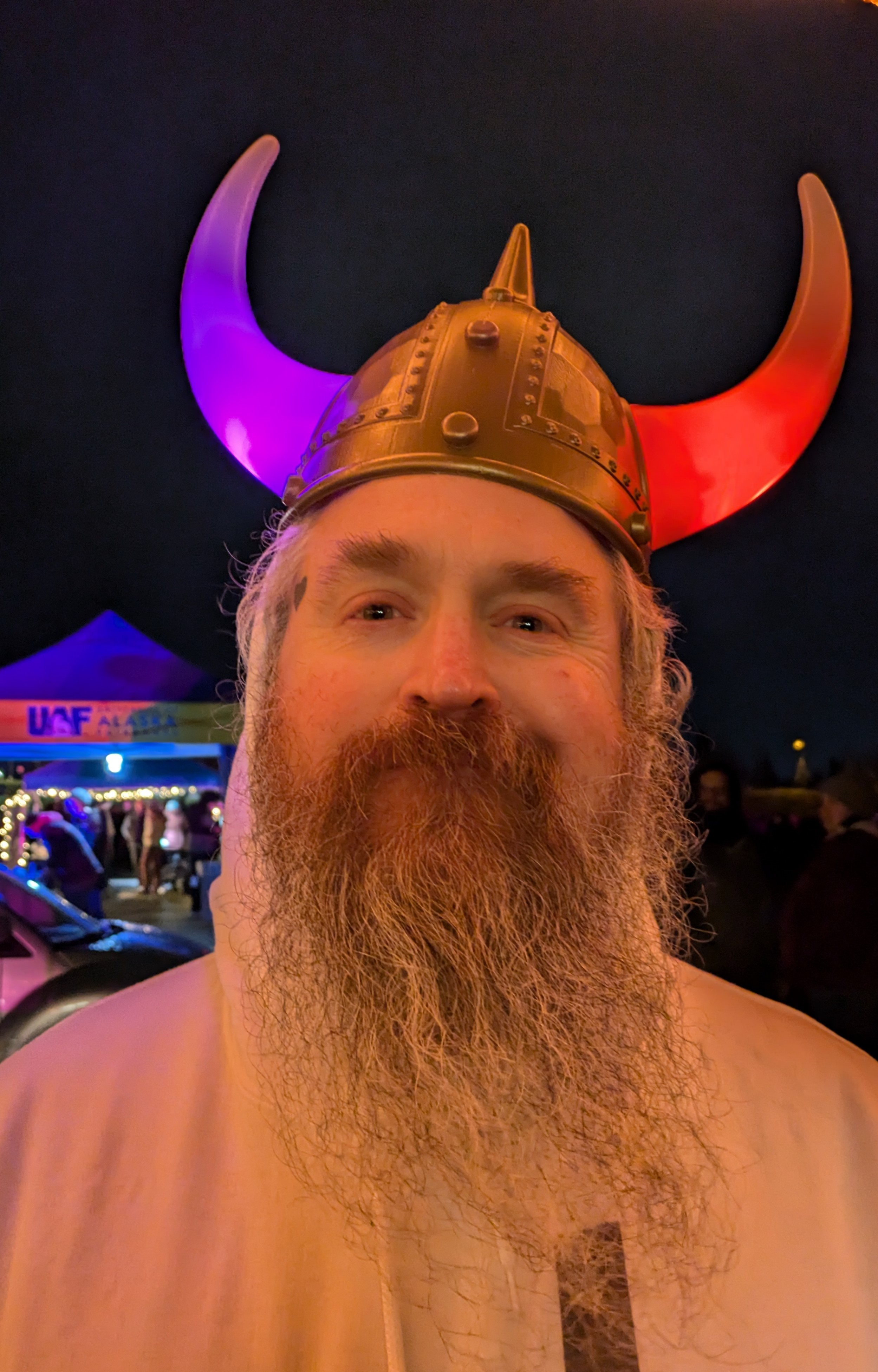 A UAF employee sports his beard during the Starvation Gulch event