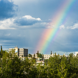 Rainbow over campus