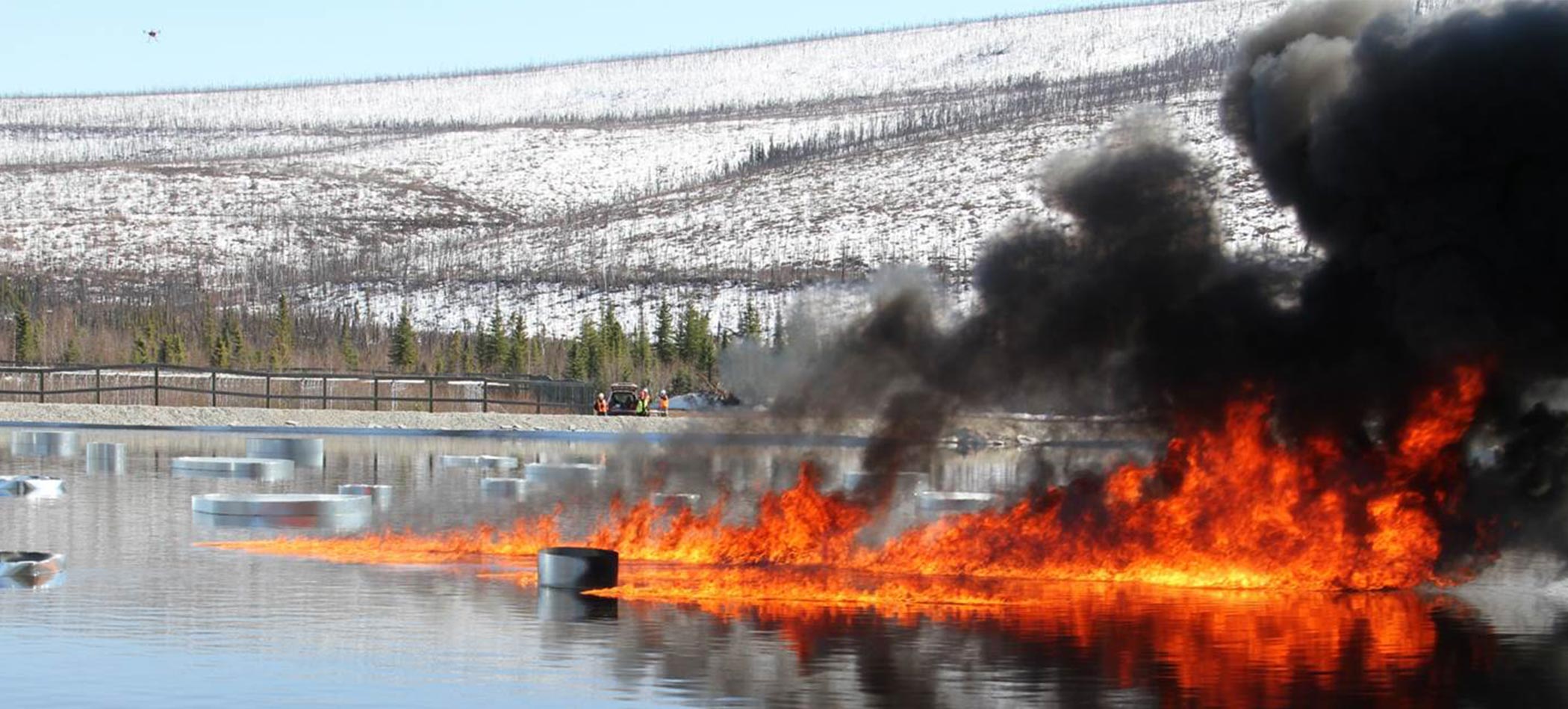 Fire burning on the water