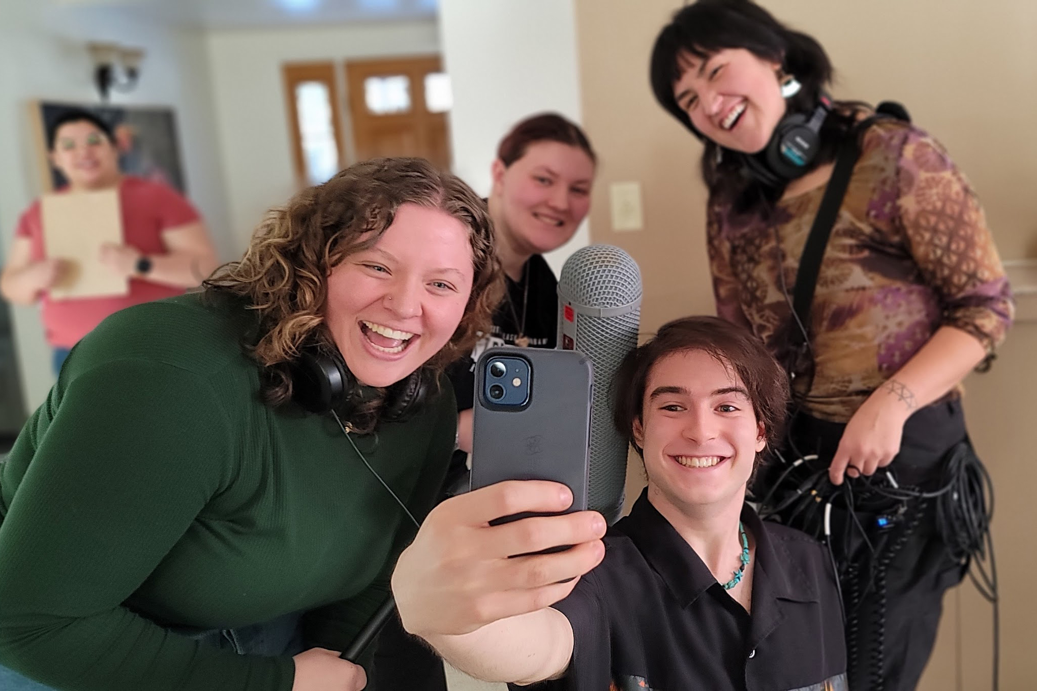 Students behind-the-scenes during the filming of the 2024 production, Love Me. UAF Photo.