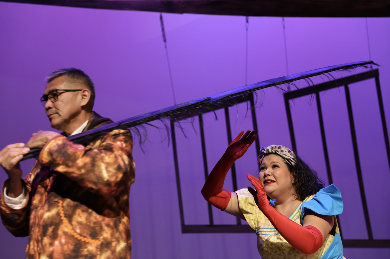 Actors Donetta Tritt and Neal Charlie Jr. in the 2024 production of Something in the Living Room. UAF Photo.